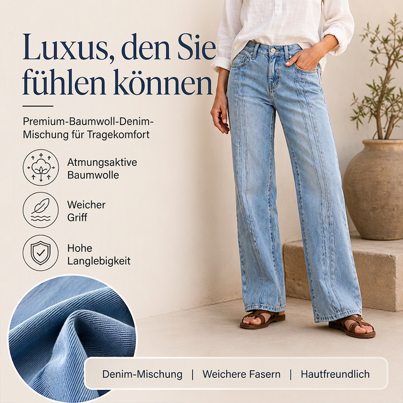 🔥Beliebtes Produkt ！✨Weite Jeans für Damen mit vorderen Nähten