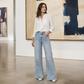 🔥Beliebtes Produkt ！✨Weite Jeans für Damen mit vorderen Nähten