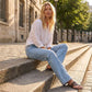 🔥Beliebtes Produkt ！✨Weite Jeans für Damen mit vorderen Nähten