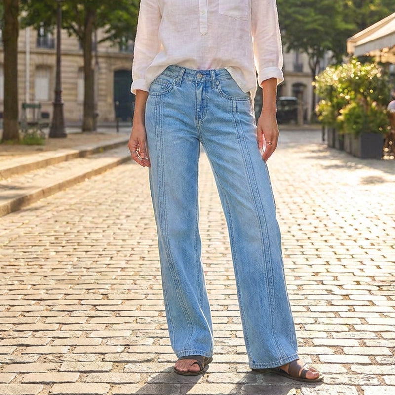 🔥Beliebtes Produkt ！✨Weite Jeans für Damen mit vorderen Nähten