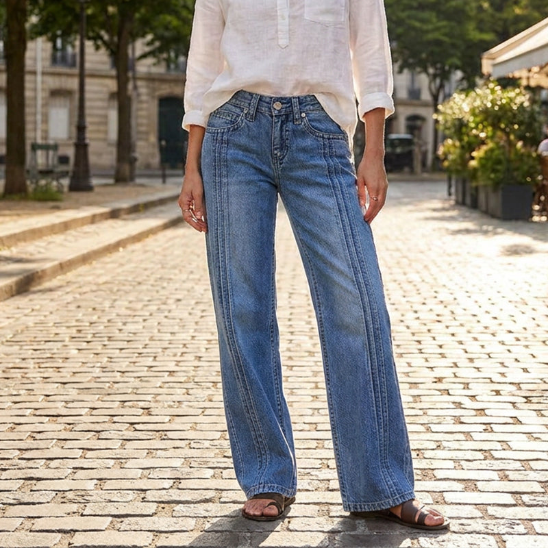 🔥Beliebtes Produkt ！✨Weite Jeans für Damen mit vorderen Nähten