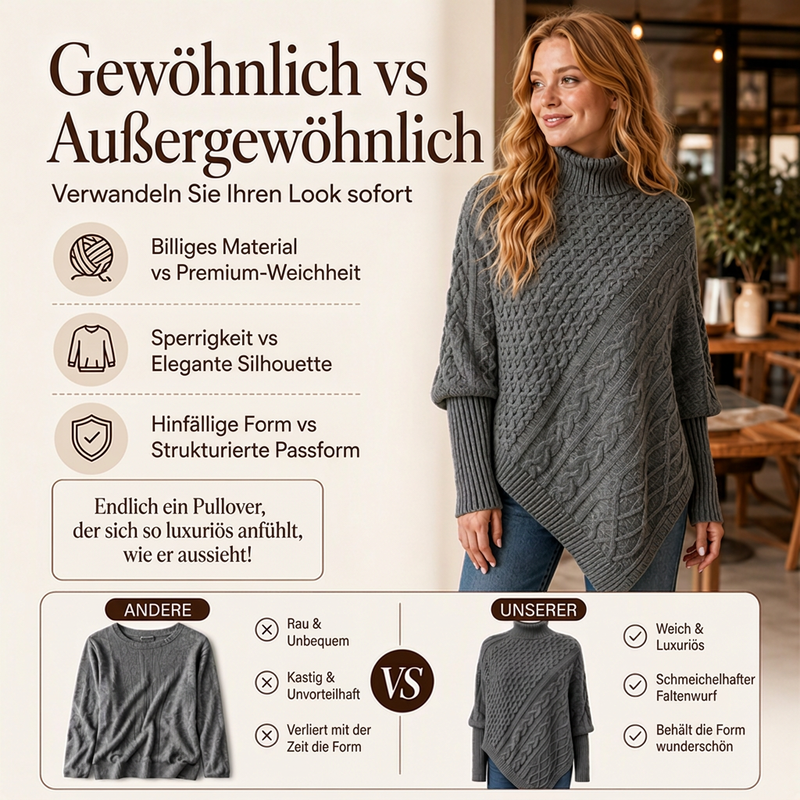 📢📢50%Rabatt!!!🎉✨Zopfpullover-Poncho für Damen