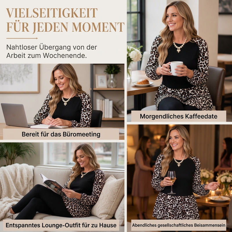 🔥Beliebtes Produkt ！✨Langarmshirt mit Leopardenmuster für Damen