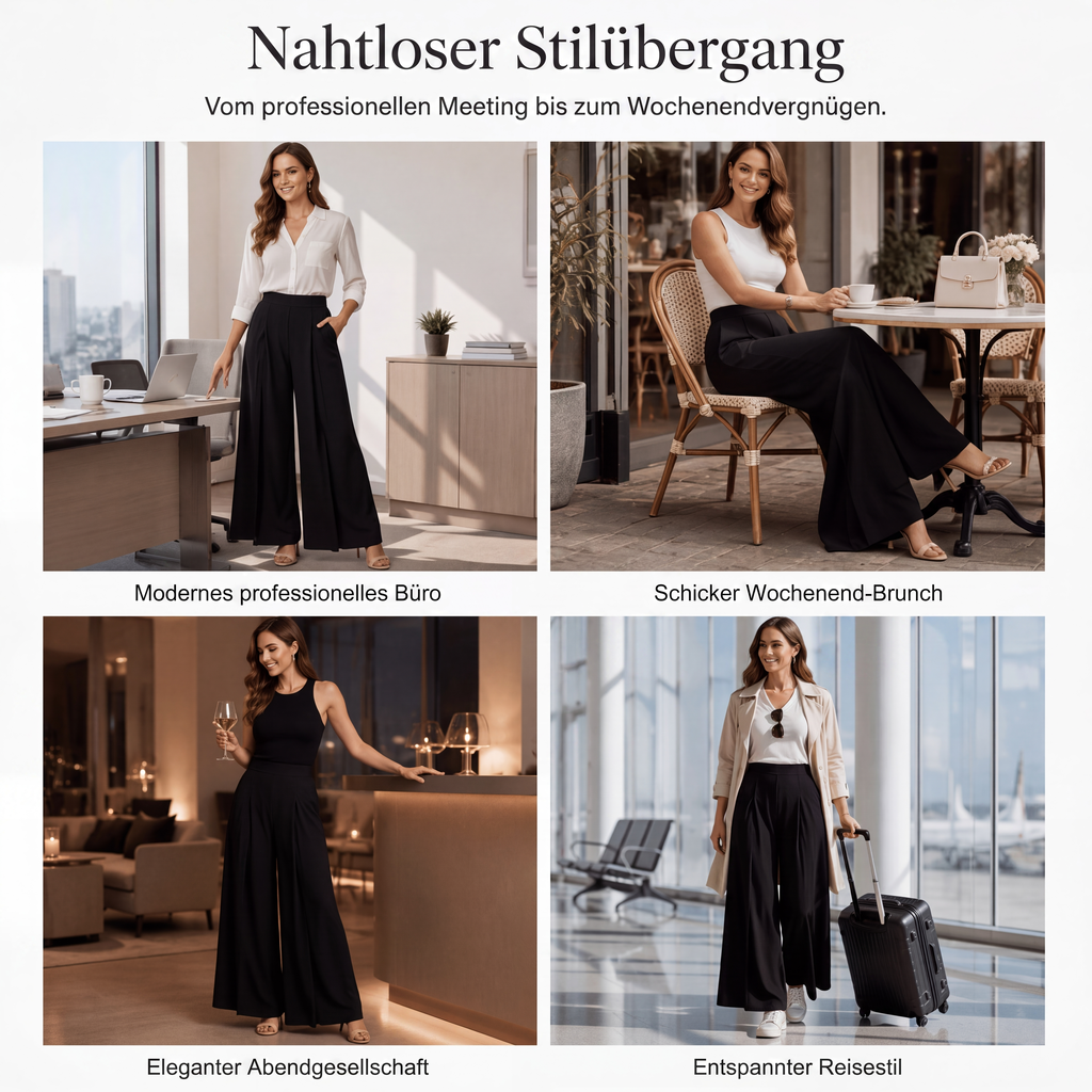 🔥Beliebtes Produkt ！✨Fließende hochtaillierte Weite Hose für Damen