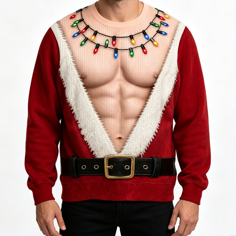 🔥Beliebtes Produkt ！✨Lustiges 3D-bedrucktes Muskel-Sweatshirt für Herren zu Weihnachten