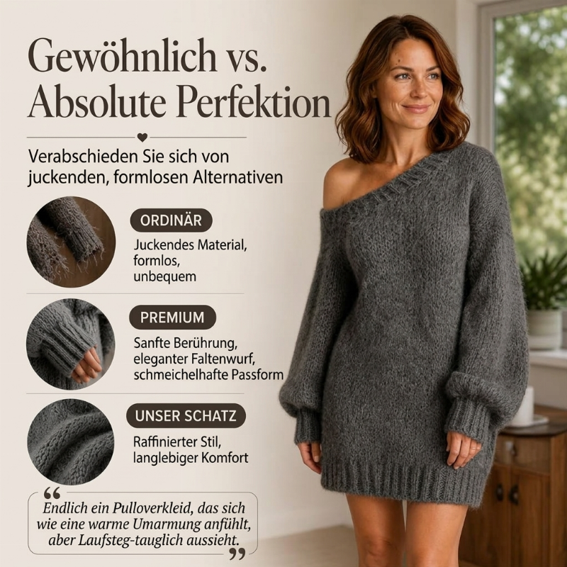 🔥Beliebtes Produkt ！✨Bequemes Schulterfreies Strickkleid für Damen