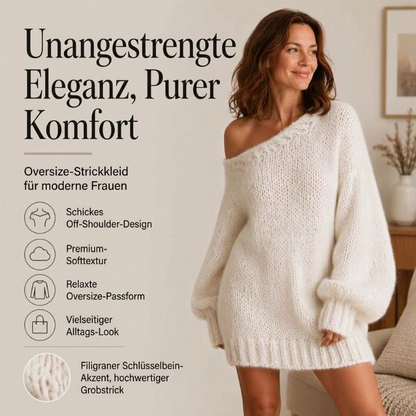 🔥Beliebtes Produkt ！✨Bequemes Schulterfreies Strickkleid für Damen