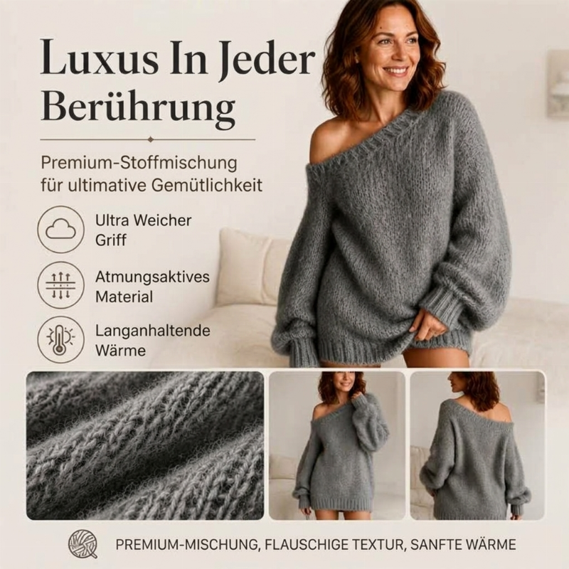 🔥Beliebtes Produkt ！✨Bequemes Schulterfreies Strickkleid für Damen