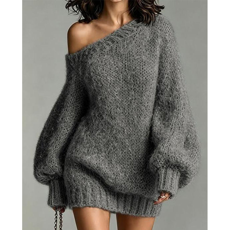 🔥Beliebtes Produkt ！✨Bequemes Schulterfreies Strickkleid für Damen