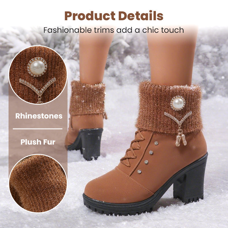 🔥Beliebtes Produkt ！✨Warm gefütterte Damenstiefeletten mit Blockabsatz