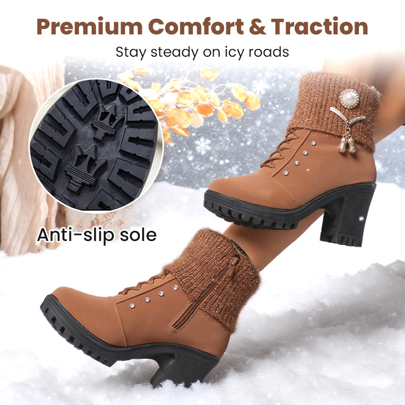 🔥Beliebtes Produkt ！✨Warm gefütterte Damenstiefeletten mit Blockabsatz