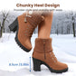 🔥Beliebtes Produkt ！✨Warm gefütterte Damenstiefeletten mit Blockabsatz