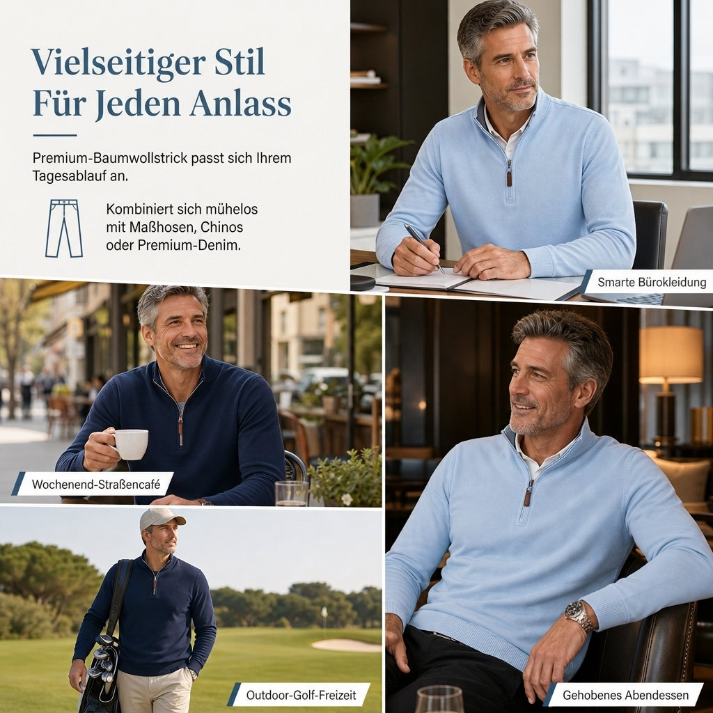 📢🎉50%Rabatt!!!🛍️✨Herren Quarter-Zip Stehkragen-Pullover aus Baumwollmischung, langärmliges Sweatshirt
