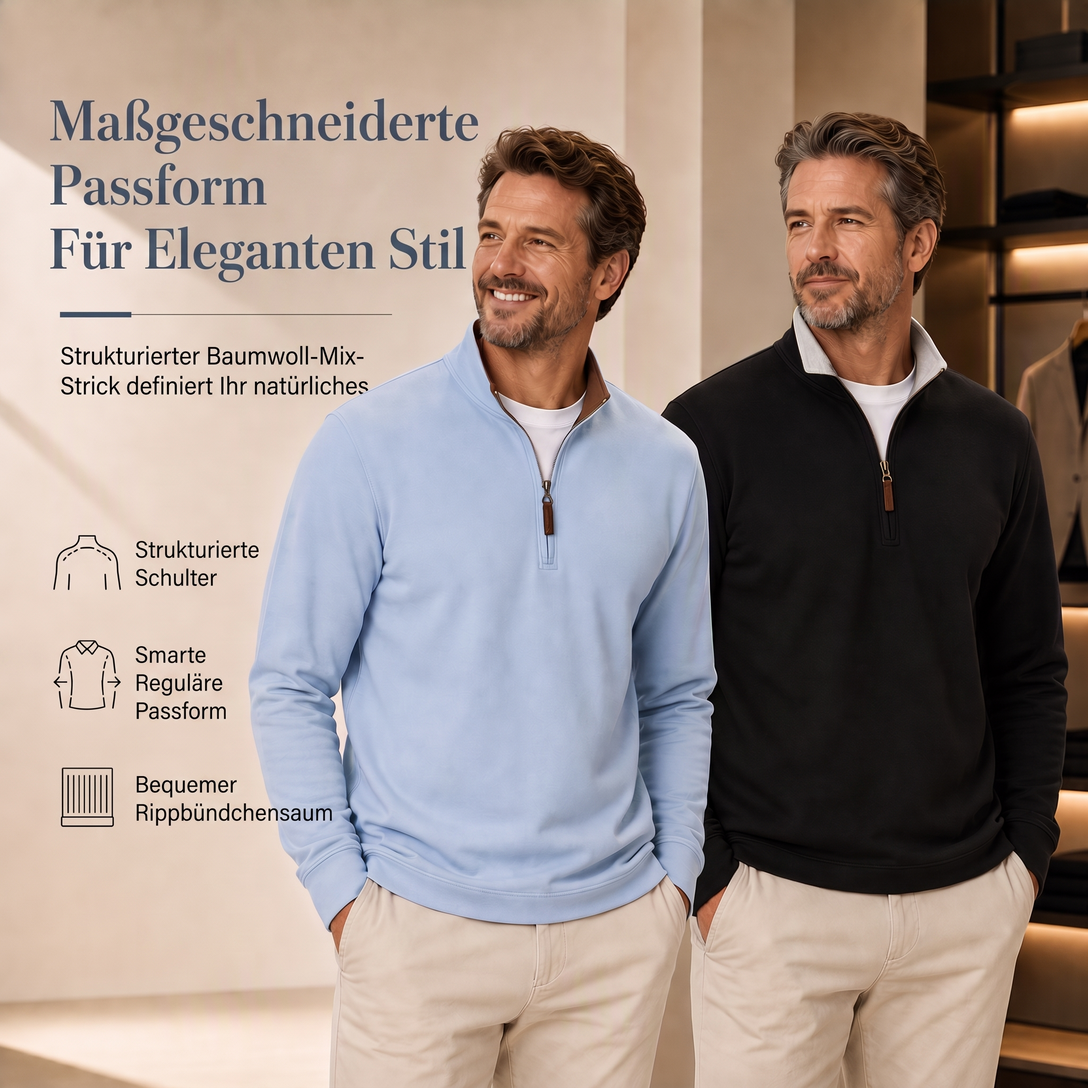 📢🎉50%Rabatt!!!🛍️✨Herren Quarter-Zip Stehkragen-Pullover aus Baumwollmischung, langärmliges Sweatshirt