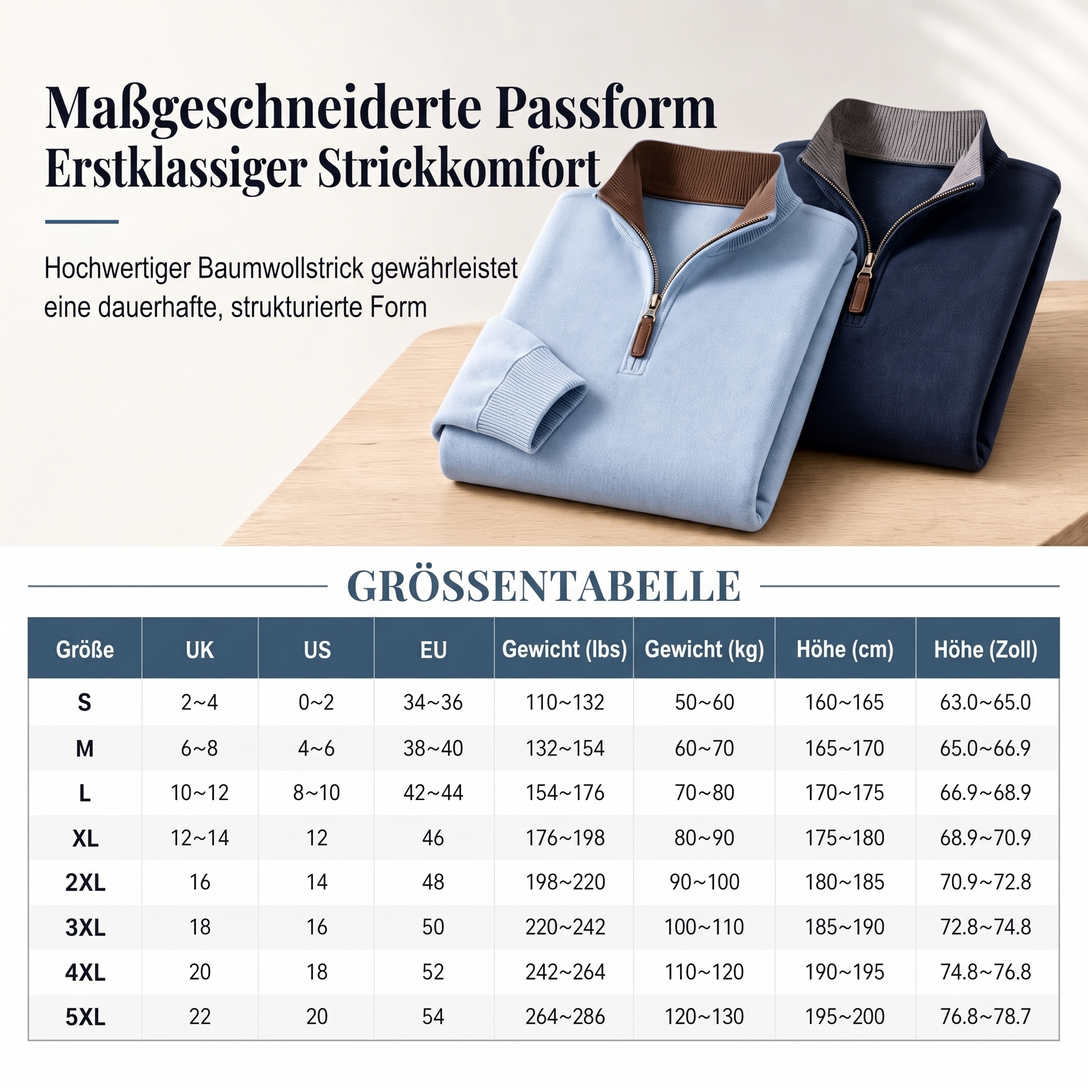📢🎉50%Rabatt!!!🛍️✨Herren Quarter-Zip Stehkragen-Pullover aus Baumwollmischung, langärmliges Sweatshirt