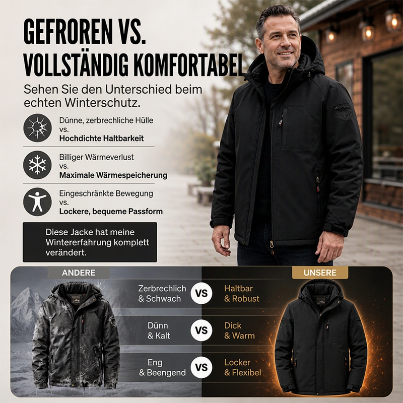 📢🎉50%Rabatt!!!🛍️✨Wasserdichte warme Herren-Winterjacke mit Kapuze