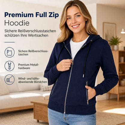 📢📢50%Rabatt!!!🎉✨Hochwertiger Damen-Kapuzenpullover mit durchgehendem Reißverschluss und Reißverschlusstaschen