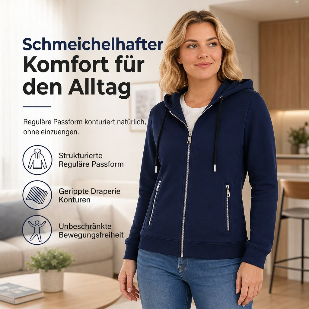 📢📢50%Rabatt!!!🎉✨Hochwertiger Damen-Kapuzenpullover mit durchgehendem Reißverschluss und Reißverschlusstaschen