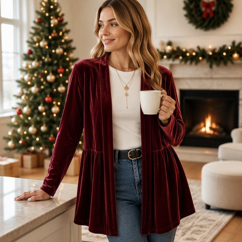 📢📢50%Rabatt!!!🎉✨Samt-Cardigan für Damen mit offener Vorderseite