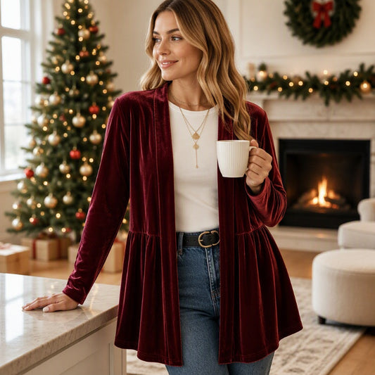 📢📢50%Rabatt!!!🎉✨Samt-Cardigan für Damen mit offener Vorderseite