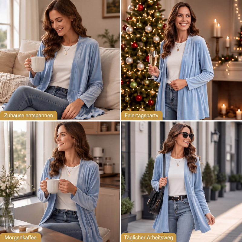 📢📢50%Rabatt!!!🎉✨Samt-Cardigan für Damen mit offener Vorderseite