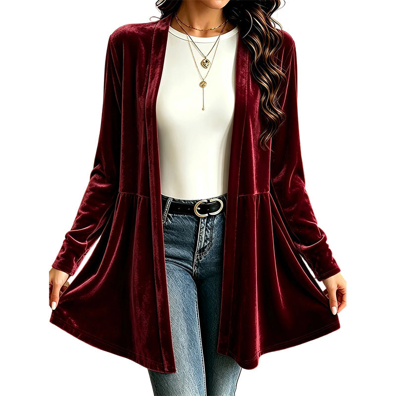 📢📢50%Rabatt!!!🎉✨Samt-Cardigan für Damen mit offener Vorderseite