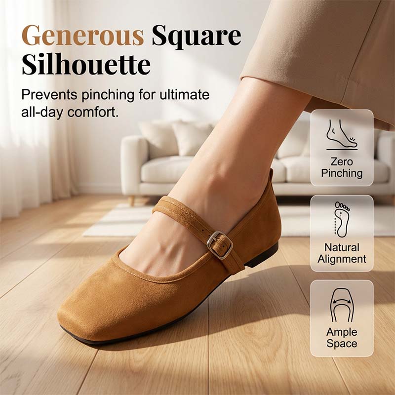 🥿 50% RABATT + GRATIS SOCKE! 👣 Bequeme Ballerinas aus PU in Wildlederoptik mit Riemchen – Weich, flexibel & stilvoll für jeden Tag 🧦
