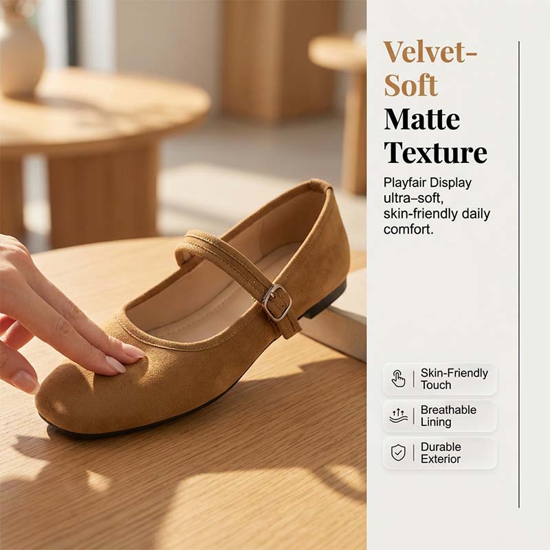 🥿 50% RABATT + GRATIS SOCKE! 👣 Bequeme Ballerinas aus PU in Wildlederoptik mit Riemchen – Weich, flexibel & stilvoll für jeden Tag 🧦