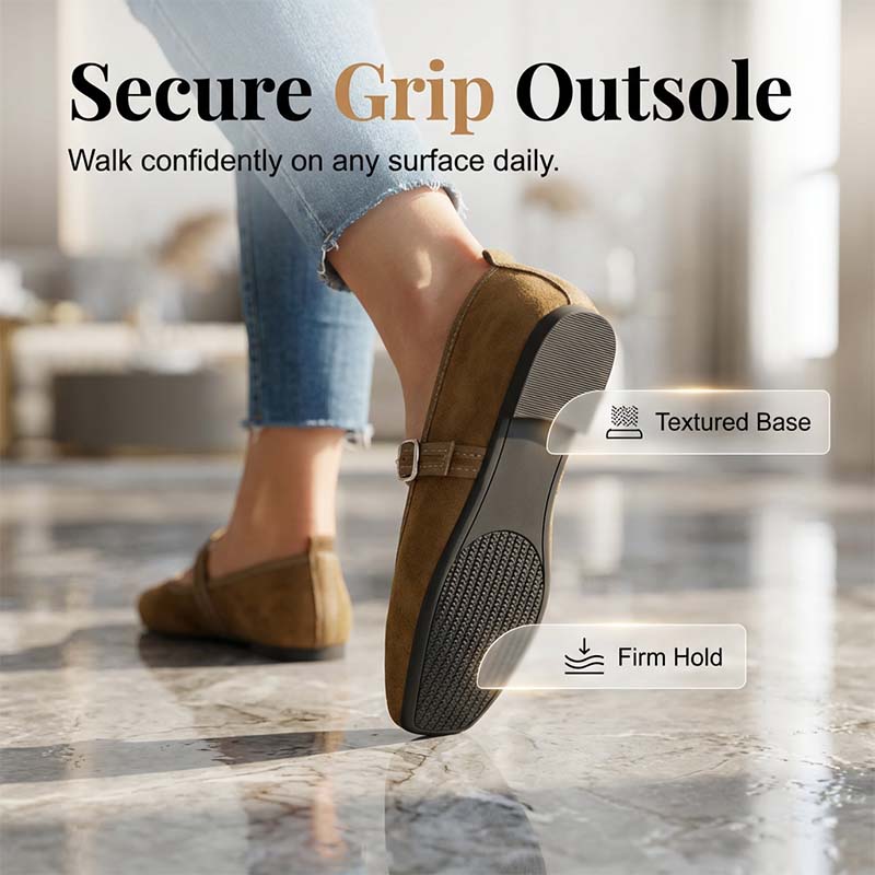 🥿 50% RABATT + GRATIS SOCKE! 👣 Bequeme Ballerinas aus PU in Wildlederoptik mit Riemchen – Weich, flexibel & stilvoll für jeden Tag 🧦
