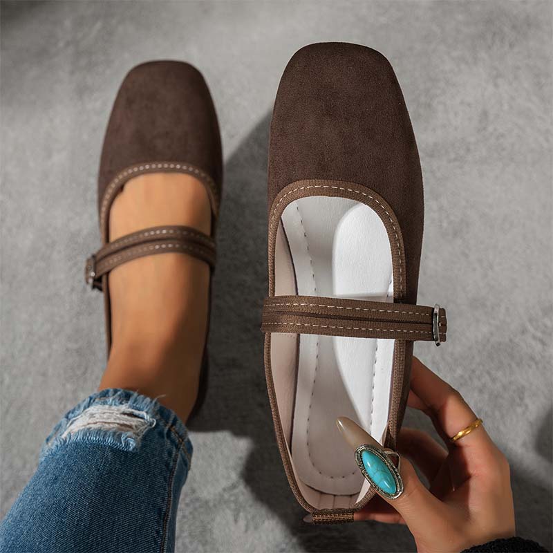 🥿 50% RABATT + GRATIS SOCKE! 👣 Bequeme Ballerinas aus PU in Wildlederoptik mit Riemchen – Weich, flexibel & stilvoll für jeden Tag 🧦