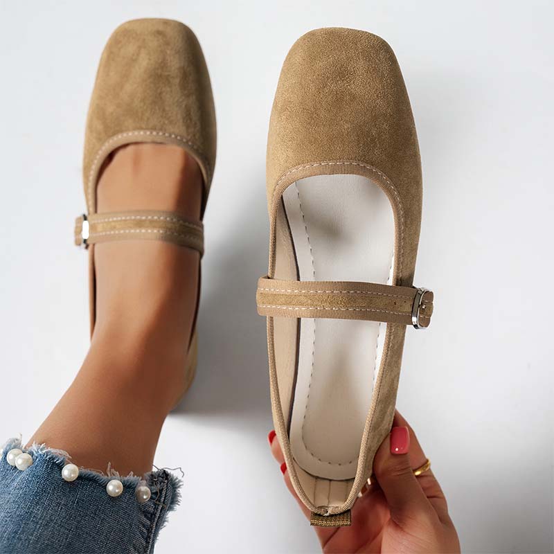 🥿 50% RABATT + GRATIS SOCKE! 👣 Bequeme Ballerinas aus PU in Wildlederoptik mit Riemchen – Weich, flexibel & stilvoll für jeden Tag 🧦