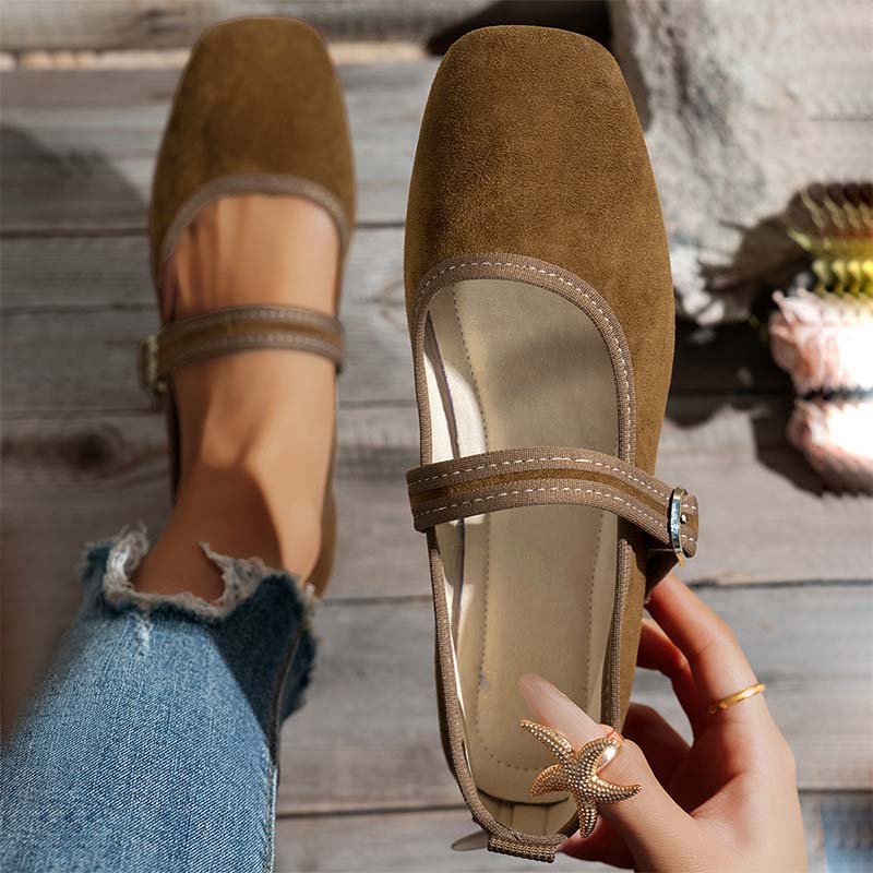 🥿 50% RABATT + GRATIS SOCKE! 👣 Bequeme Ballerinas aus PU in Wildlederoptik mit Riemchen – Weich, flexibel & stilvoll für jeden Tag 🧦