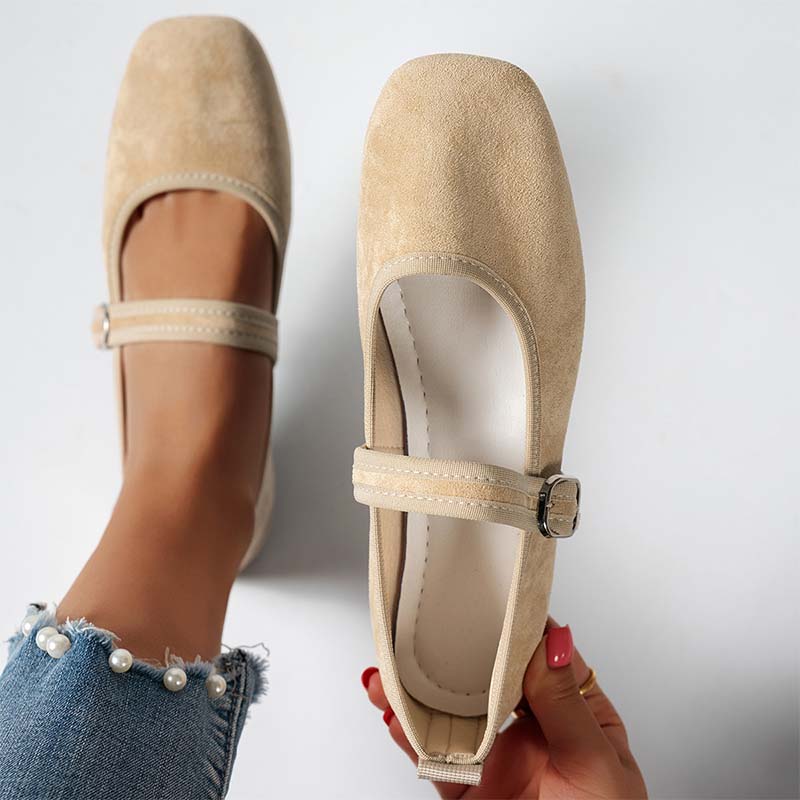 🥿 50% RABATT + GRATIS SOCKE! 👣 Bequeme Ballerinas aus PU in Wildlederoptik mit Riemchen – Weich, flexibel & stilvoll für jeden Tag 🧦