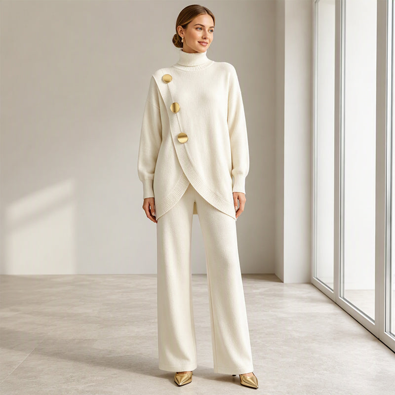📢🎉50%Rabatt!!!🛍️✨Elegantes Rollkragenpullover- und Weite-Hosen-Set für Damen