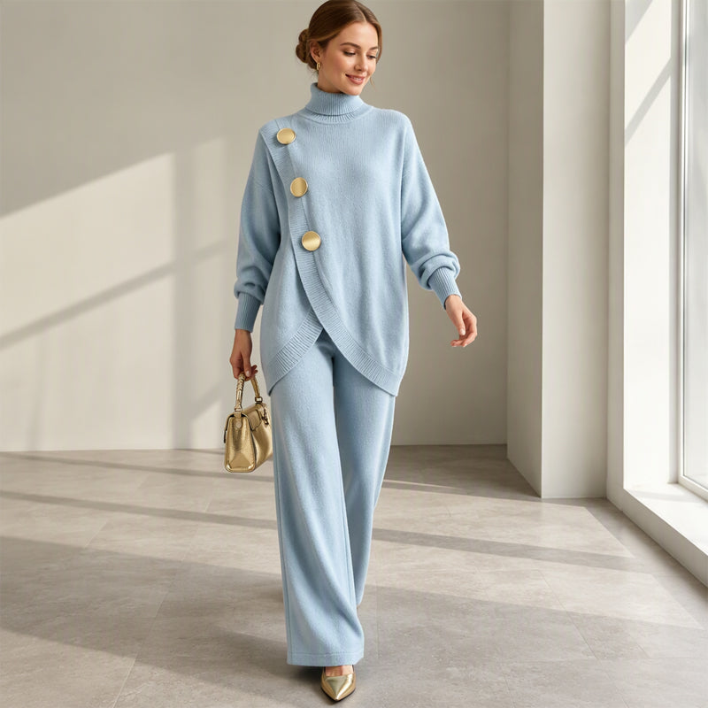 📢🎉50%Rabatt!!!🛍️✨Elegantes Rollkragenpullover- und Weite-Hosen-Set für Damen