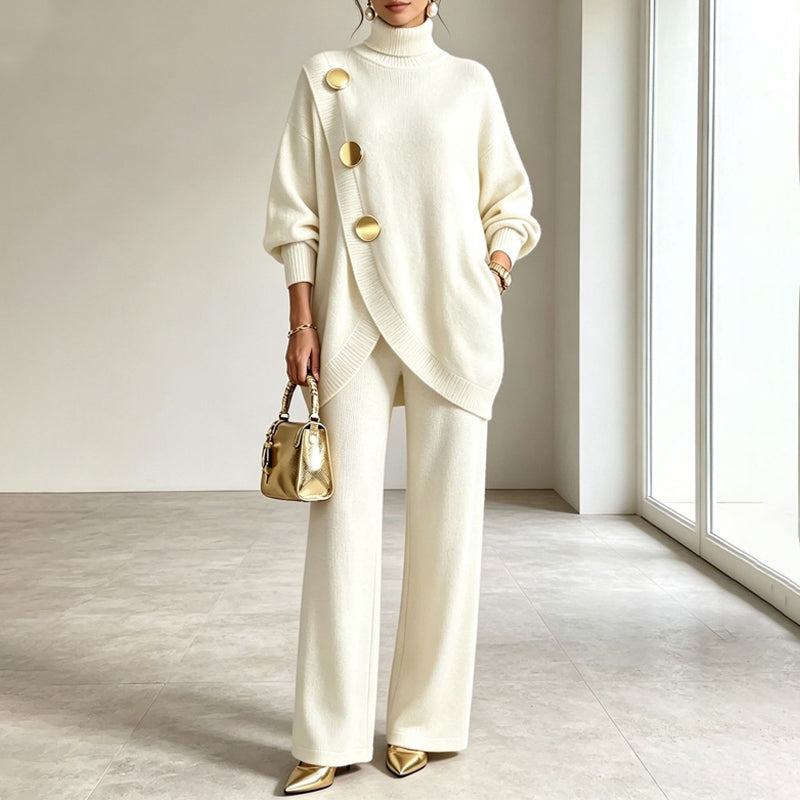 📢🎉50%Rabatt!!!🛍️✨Elegantes Rollkragenpullover- und Weite-Hosen-Set für Damen