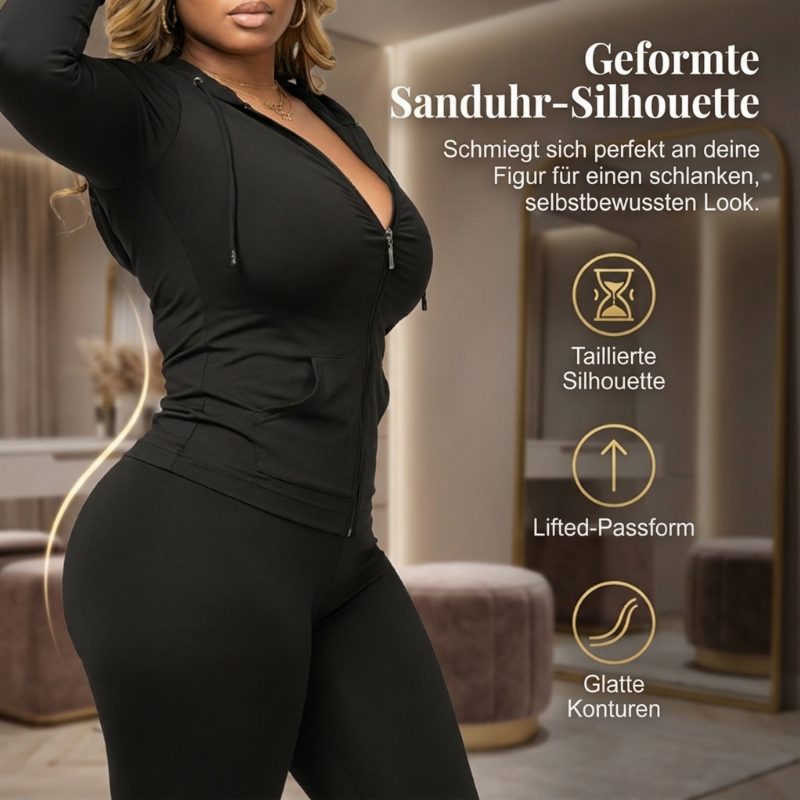 🔥Beliebtes Produkt ！✨Damen-Jogginganzug mit Kapuze und langen Ärmeln