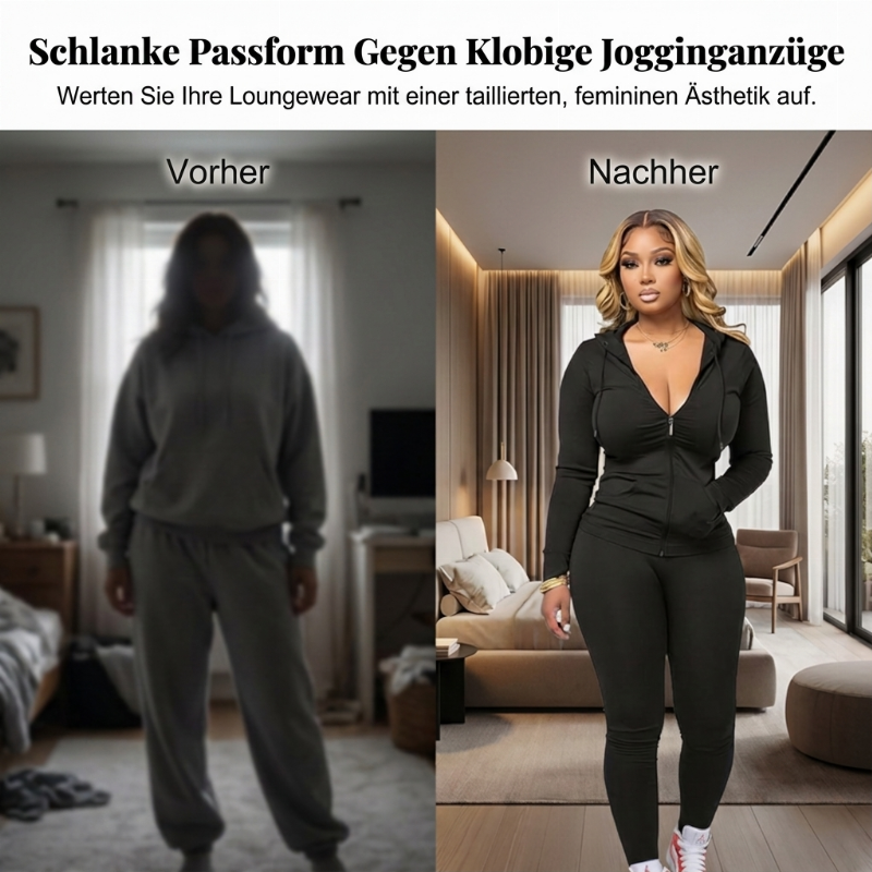 🔥Beliebtes Produkt ！✨Damen-Jogginganzug mit Kapuze und langen Ärmeln