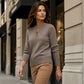 🔥Beliebtes Produkt ！✨Elegantes geripptes Strickoberteil für Damen mit Metallschnalle