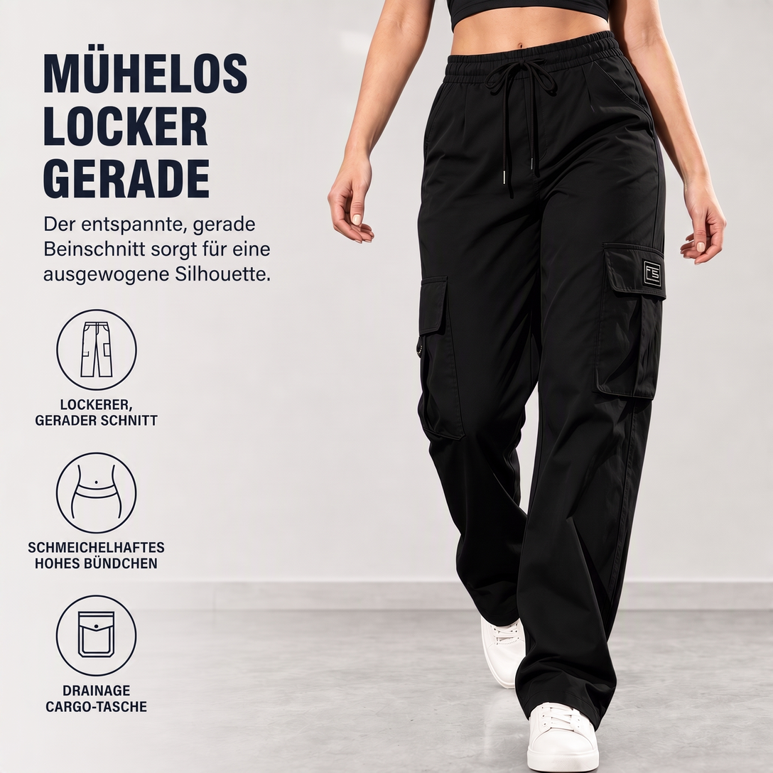 📢🎉50%Rabatt!!!🛍️✨Damen-Cargohose mit lockerer Passform, geradem Bein, elastischem Bund mit Kordelzug und seitlichen Einschubtaschen