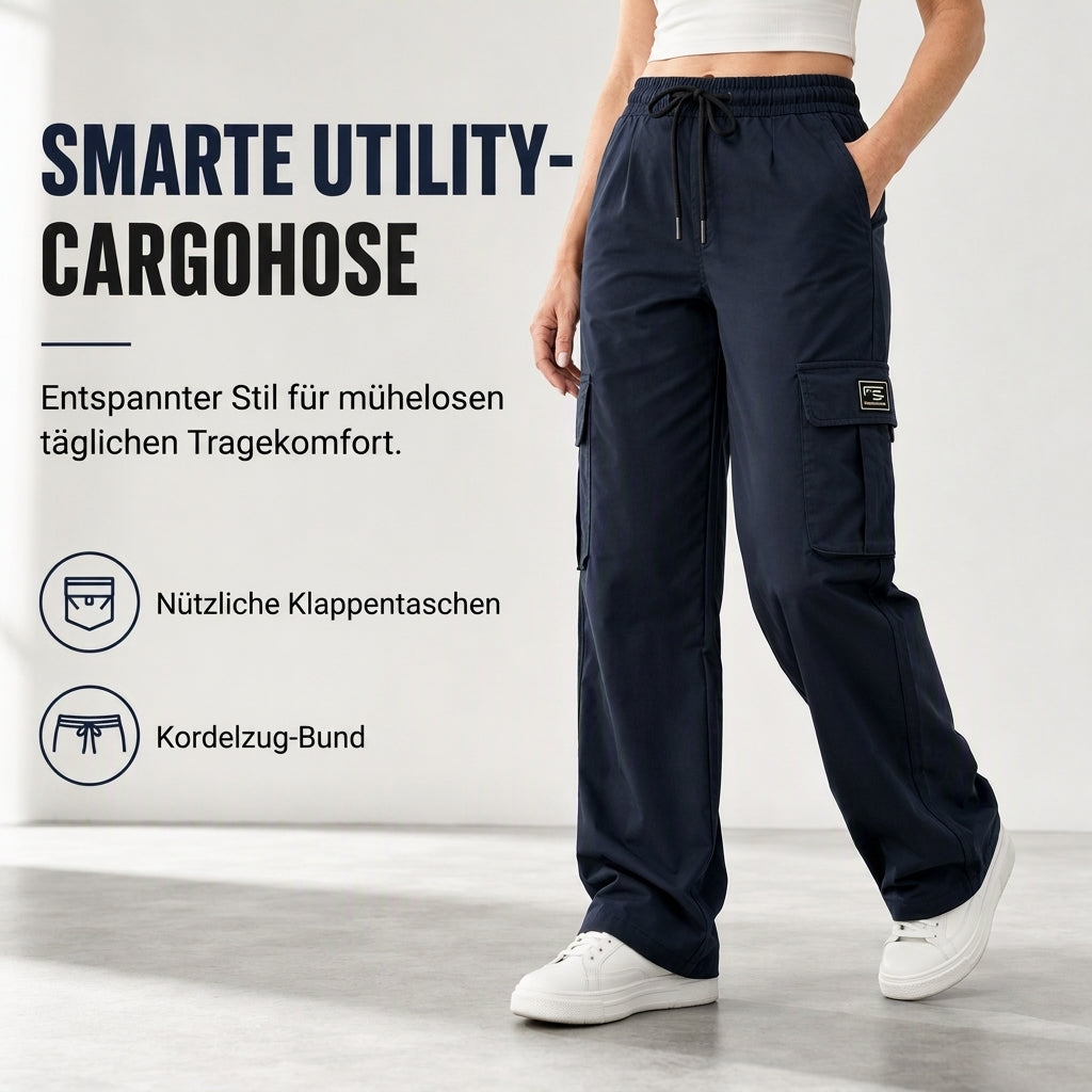📢🎉50%Rabatt!!!🛍️✨Damen-Cargohose mit lockerer Passform, geradem Bein, elastischem Bund mit Kordelzug und seitlichen Einschubtaschen