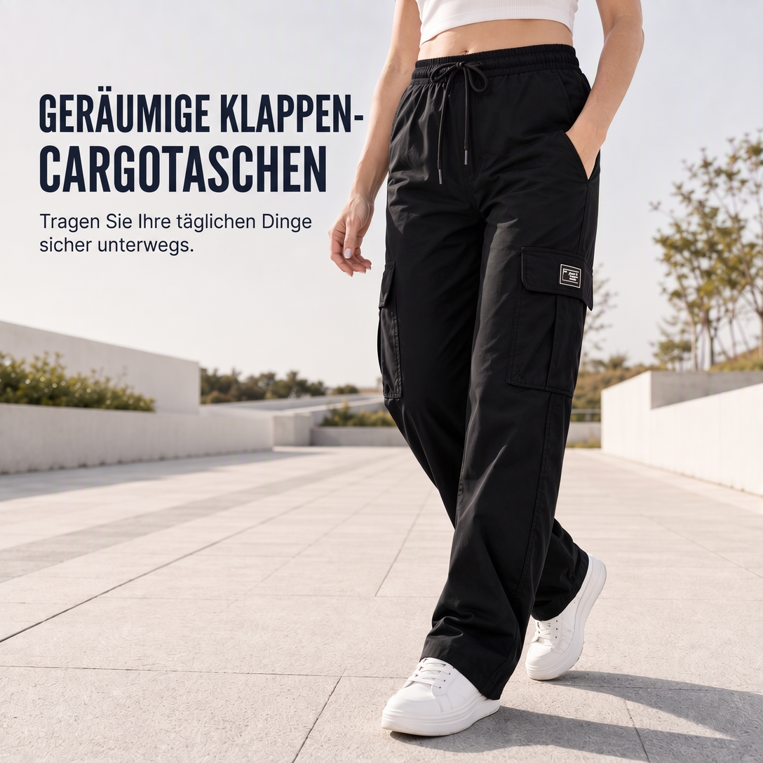 📢🎉50%Rabatt!!!🛍️✨Damen-Cargohose mit lockerer Passform, geradem Bein, elastischem Bund mit Kordelzug und seitlichen Einschubtaschen