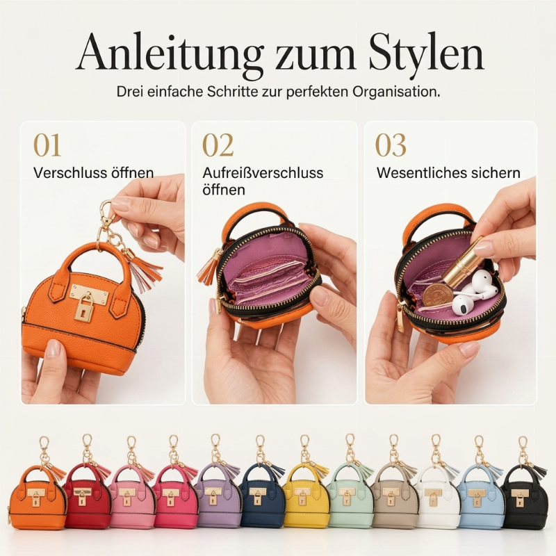 📢📢50%Rabatt!!!🎉✨Mini-Muschel-Tasche Schlüsselanhänger aus PU-Leder Lippenstift-Geldbörse für Münzen