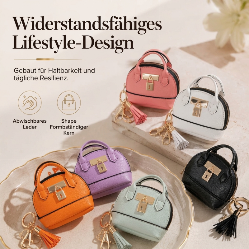 📢📢50%Rabatt!!!🎉✨Mini-Muschel-Tasche Schlüsselanhänger aus PU-Leder Lippenstift-Geldbörse für Münzen