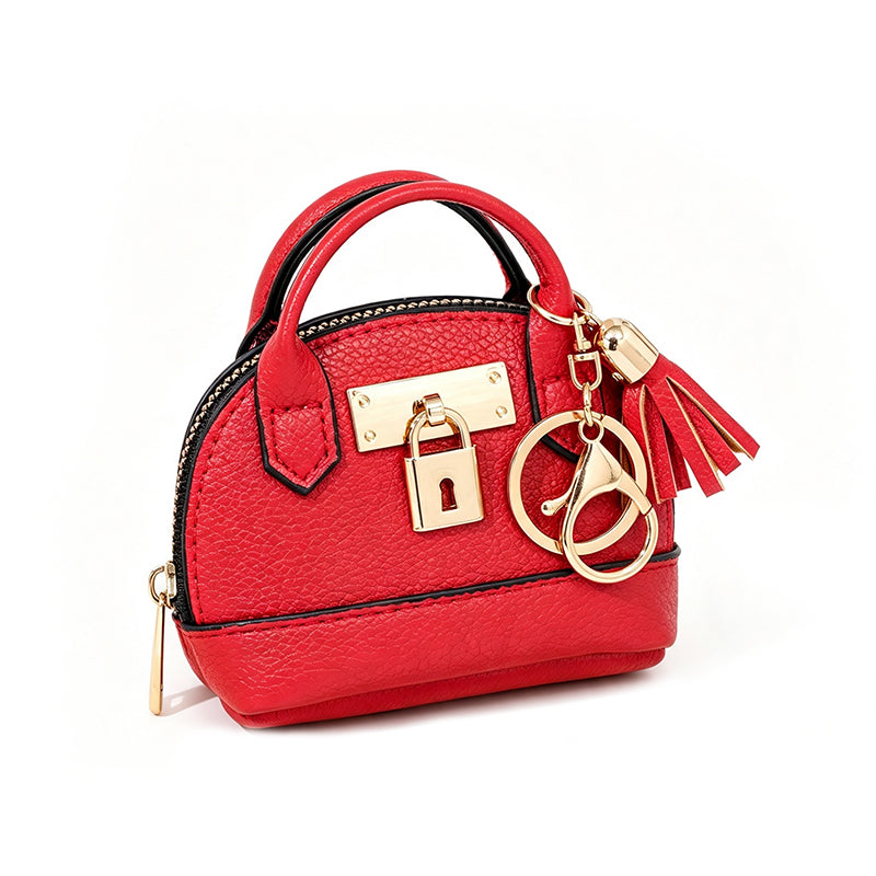 📢📢50%Rabatt!!!🎉✨Mini-Muschel-Tasche Schlüsselanhänger aus PU-Leder Lippenstift-Geldbörse für Münzen
