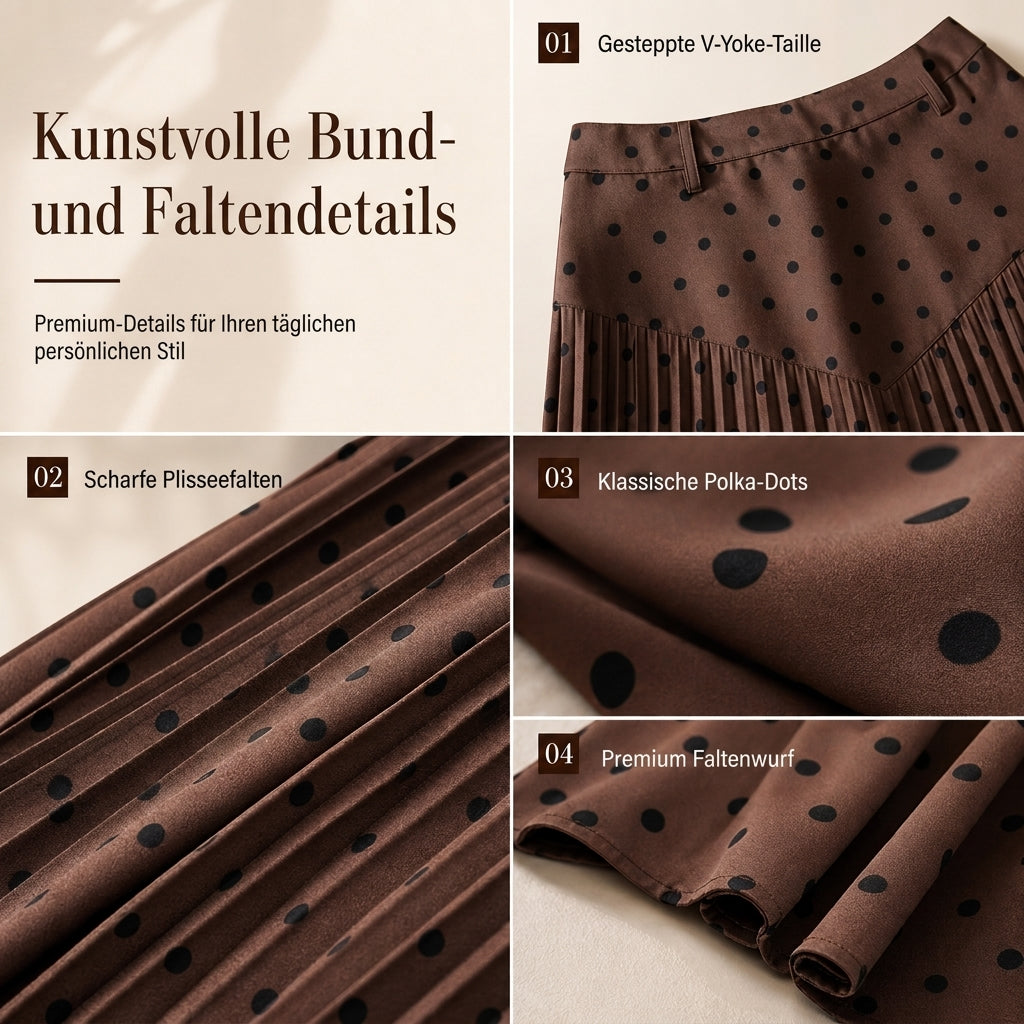 🔥Beliebtes Produkt ！✨Plissierter Rock mit Tupfenmuster und hohem Bund für Damen