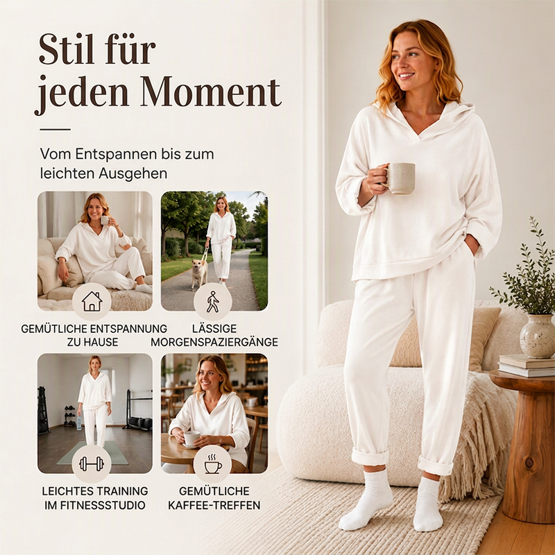 🧶 Damen-Set aus Kapuzen-Sweatshirt und Loungebhose – Bequem, lässig & immer passend – Jetzt 50% Rabatt!