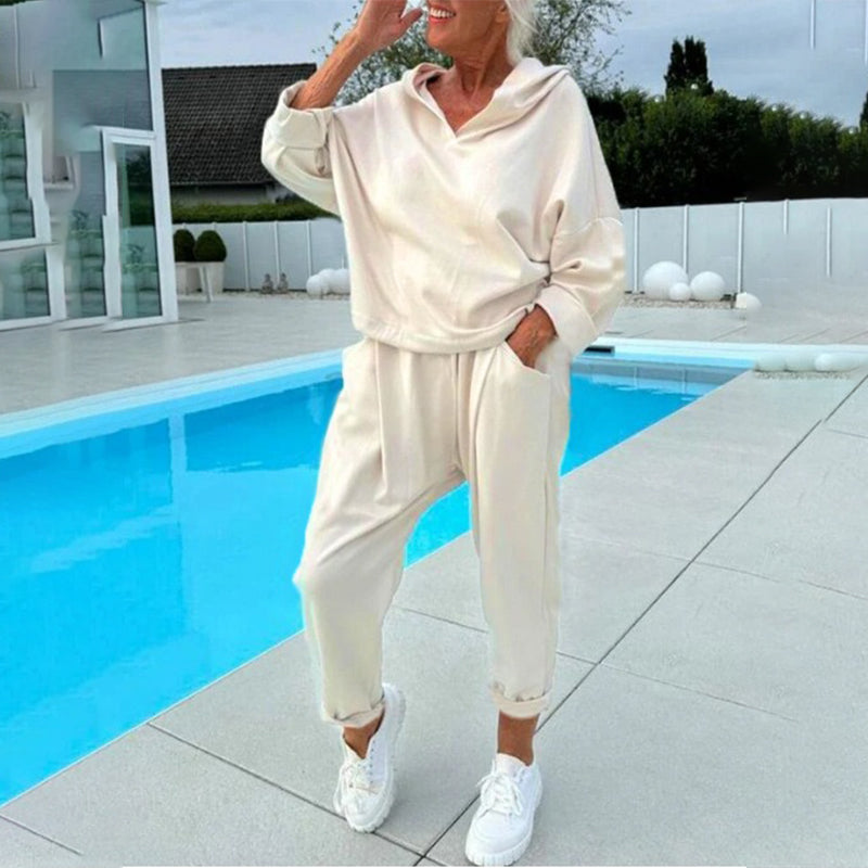 🧶 Damen-Set aus Kapuzen-Sweatshirt und Loungebhose – Bequem, lässig & immer passend – Jetzt 50% Rabatt!