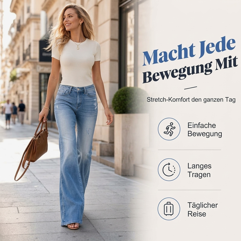 📈 Verkaufshit Nr. 1 – direkt 50%! Legere High-Waist Schlagjeans für Damen