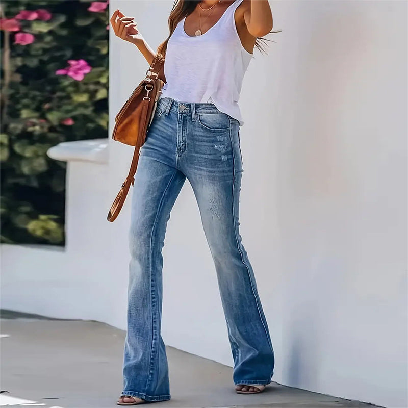 📈 Verkaufshit Nr. 1 – direkt 50%! Legere High-Waist Schlagjeans für Damen